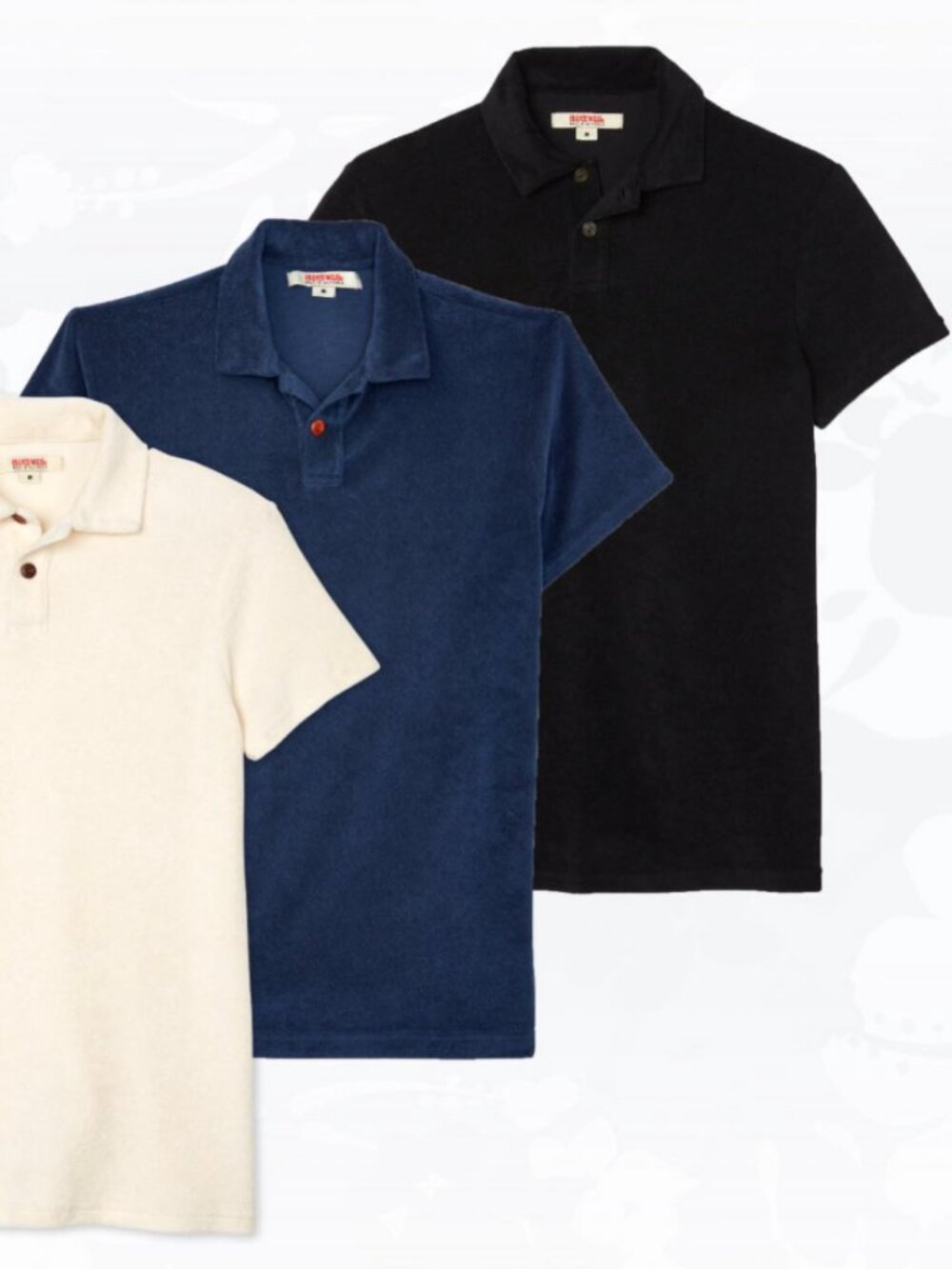 Rare! Two (2) Birdwell Beach Terry Cloth Polo Shirts Size Medium NWOT